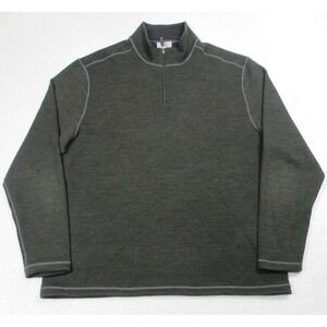 Age of Wisdom Quarter Zip Pullover Mens 2XL Gray Green Reversible Mock Neck‎